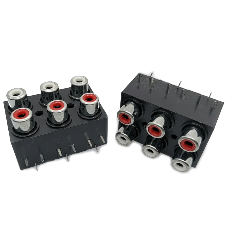 High Quality 100pcs PCB Mount 6 Position Stereo Audio Video Jack RCA Female Connector AV-8.4-7A