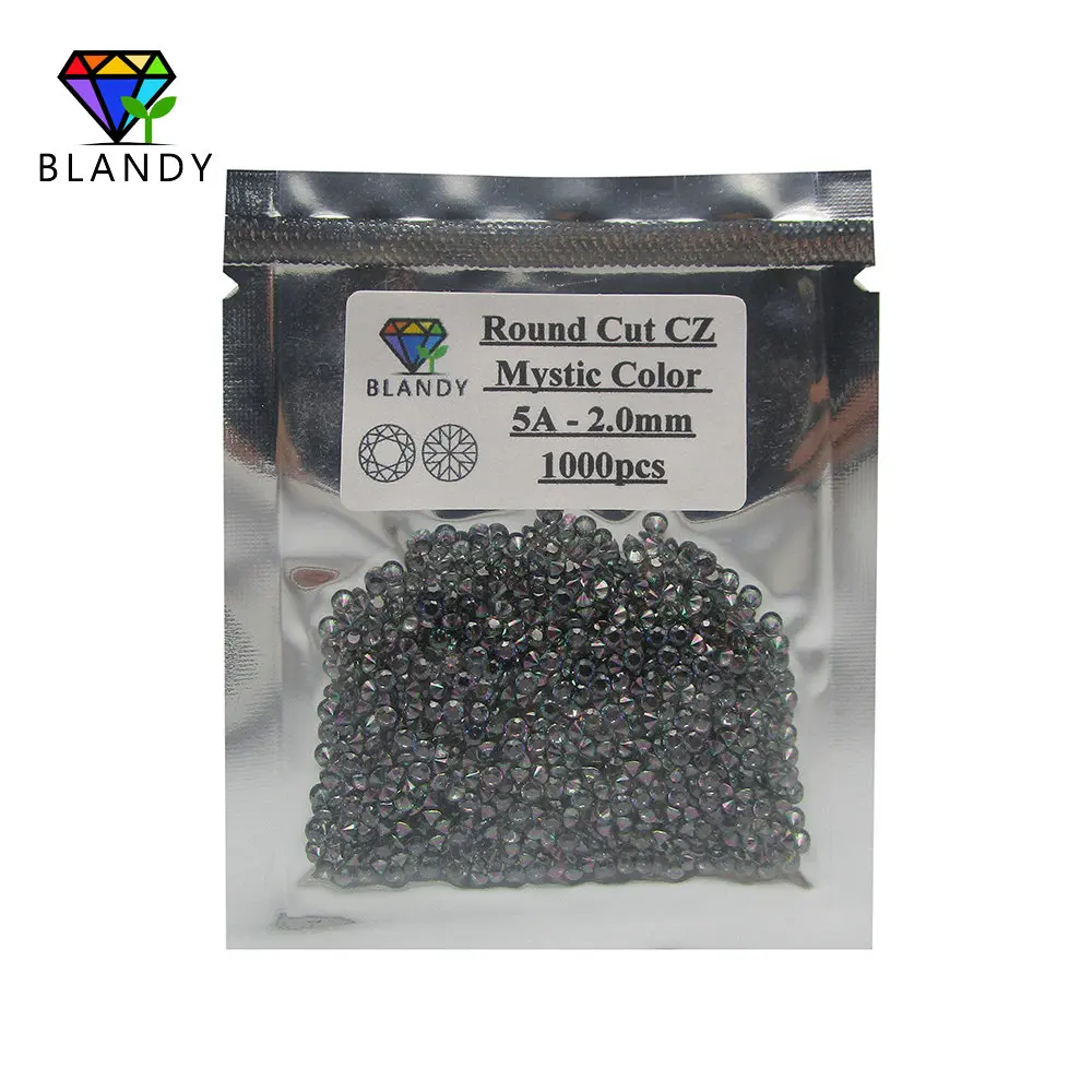 1.0mm~10mm Round Shape Mystic Color Cubic Zirconia Stone Loose Plating Multi Color CZ Stone Synthetic Gems For Jewelry