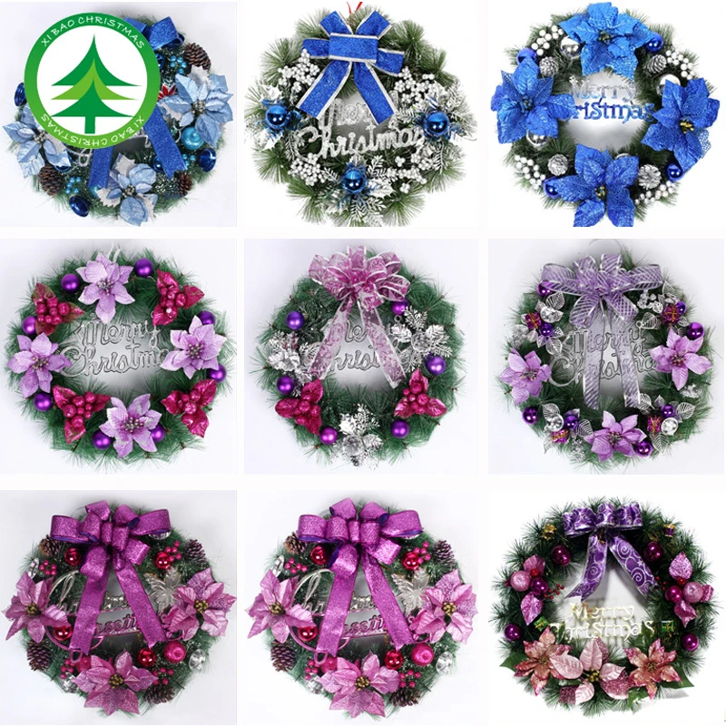 30/40/50CM Christmas Wreath Wall Hanging Ornaments Pine Needle Rattan Reed Garland Christmas Decorations For Home Party Supplies