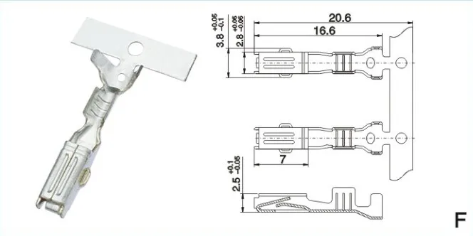 

Free shipping 171662-1 100pcs Female Brass pre-tin plated Terminals For TE Tyco Econoseal Connectors 2.3mm Series