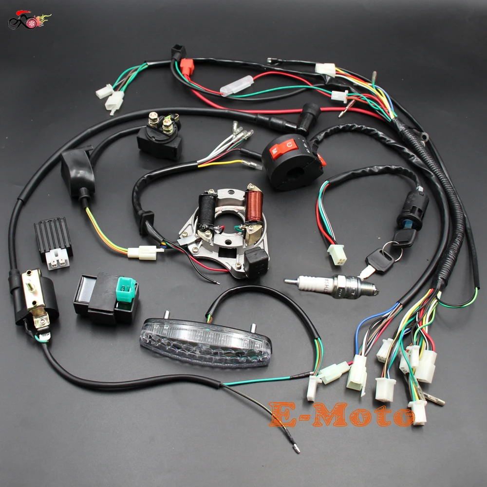 COMPLETE ELECTRICS Wiring Harness Coil CDI Stator Tail Light Assembly 50cc 70cc 90cc 110cc 125cc ATV Quad Bike Buggy Gokart