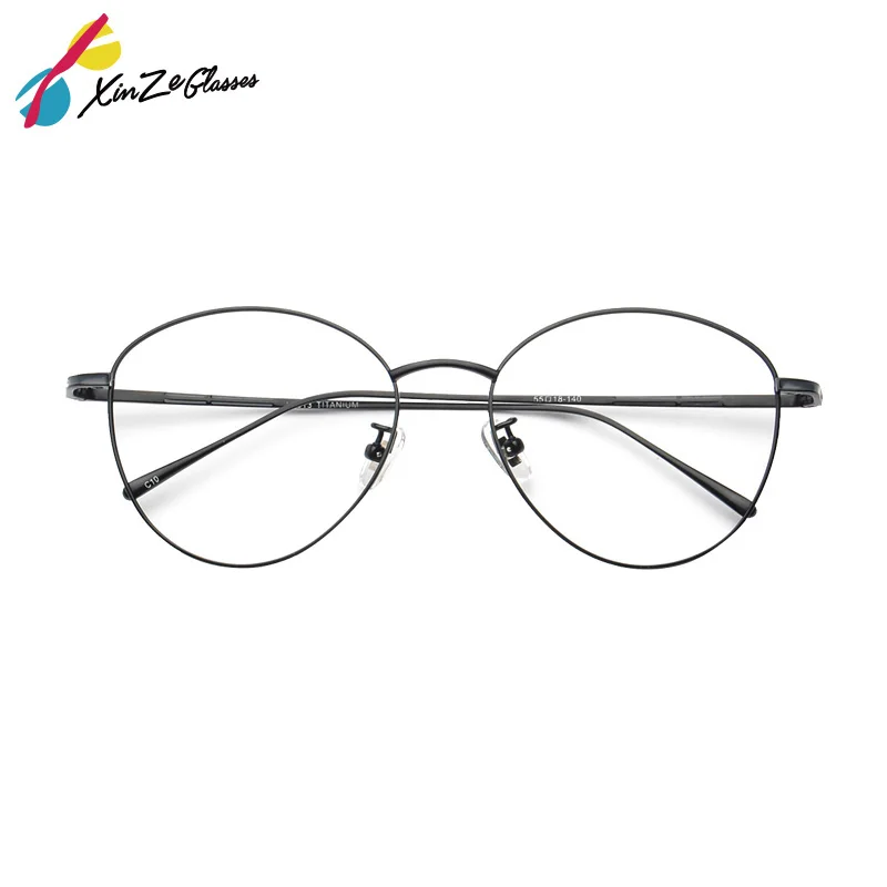 

XINZE New Fashion Retro Pure Titanium Full Round Eyeglasses myopia presbyopia Prescription Glasses Frame For Men Women 8013