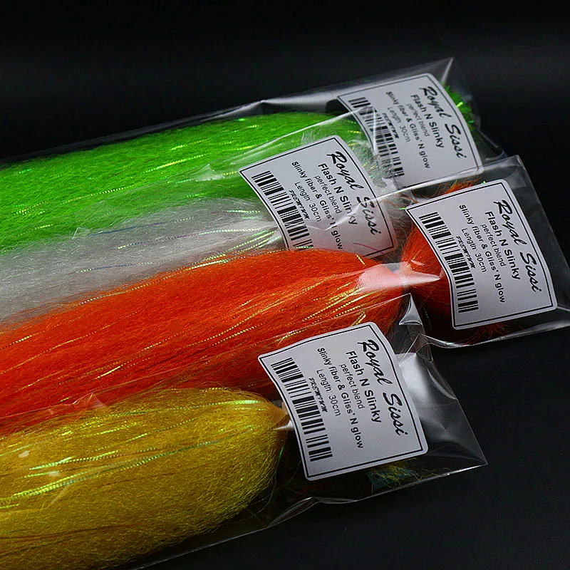 Royal Sissi 8colors Flash N Slinky fiber long shimmer synthetic hair fuzzy fiber saltwater streamer baitfish fly tying materials