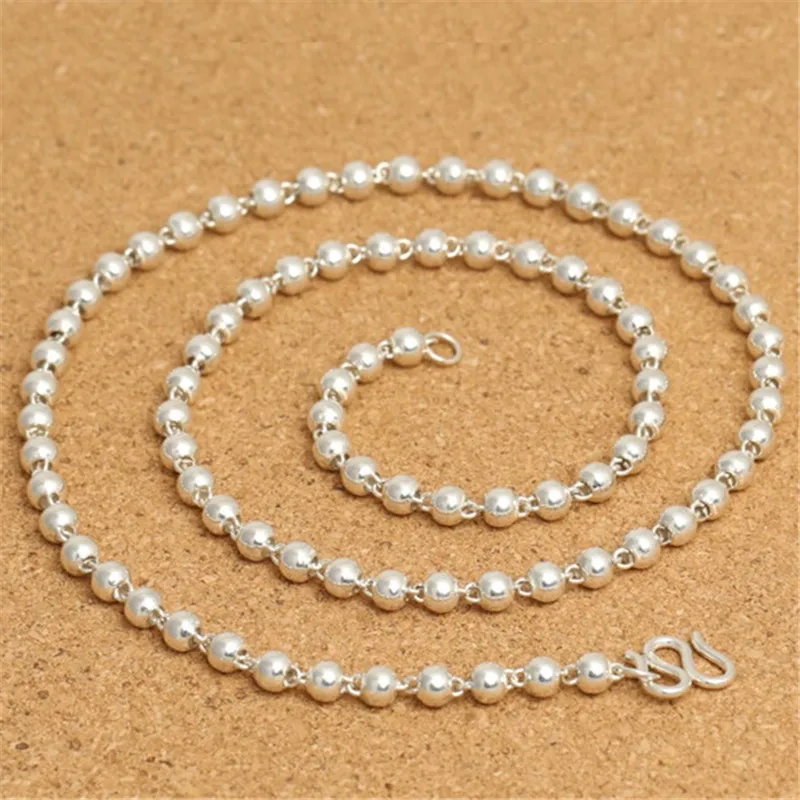 925 Sterling Silver Bead Chain Necklace Women Chains w/ M Clasp 3mm 4mm 5mm 20 to 32 Inches