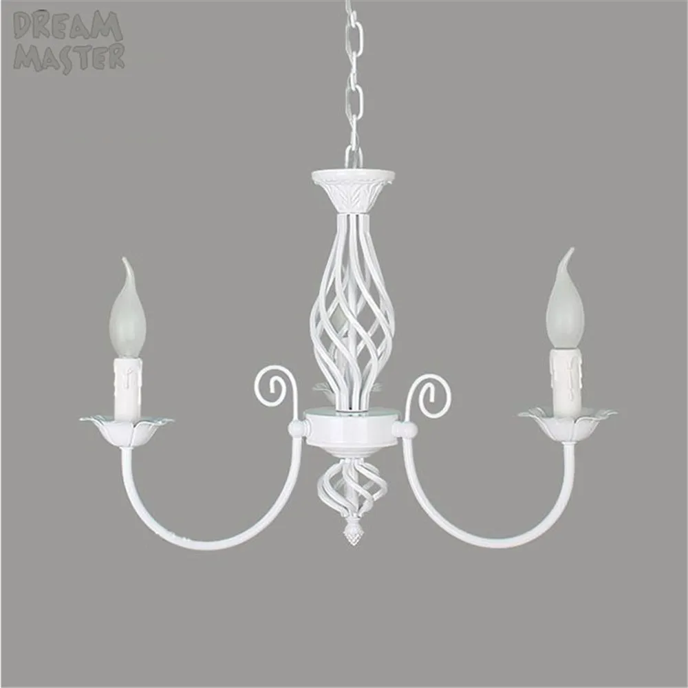 European style 3 4 6 8 E14 bulbs iron Chandeliers living room white lamps modern Chandelier lighting led lustre lighting lamps