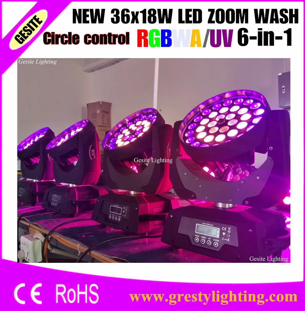 

2pcs/LOT Powerful 36pcs 18w rgbwa,18w rgbwauv wash light led moving head zoom