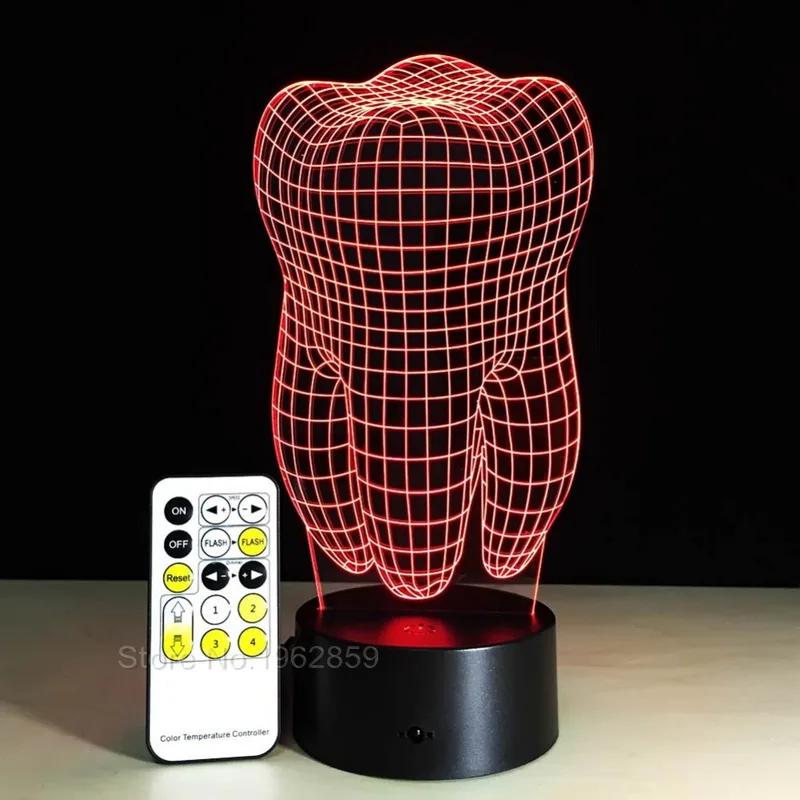 Zęby typu 3D Led lampa Dental kreatywny prezent kolorowe 3D zębów gradientu światła klinika stomatologiczna grafika Artware noc Dental show