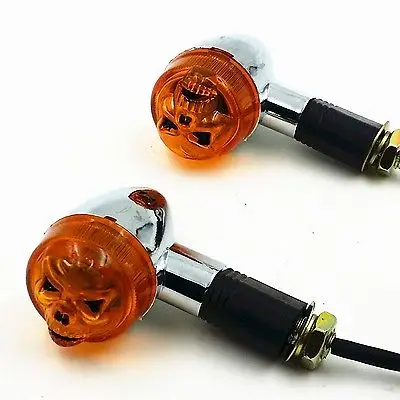 Amber Skull Bullet Turn Signal for Harley Honda Kawasaki Suzuki Yamaha VT Custom