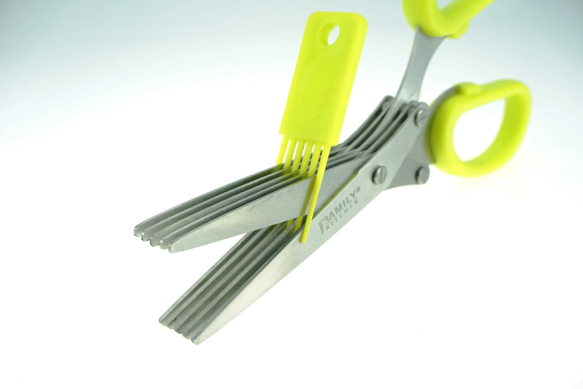 Herb Scissors Stainless Steel - Multipurpose Kitchen Shear with 5 Blades and Cover with Cleaning Comb