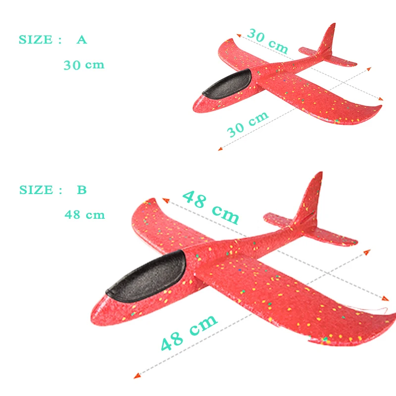 Avión de juguete grande de espuma EVA de 48cm, avión planeador de vuelo, modelo DIY, juguete para lanzar, avión redondeado, regalos para niños
