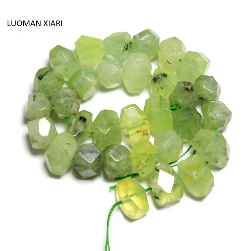 LUOMAN XIARI Irregular Natural Facet Prehnite Stone Beads For Jewelry Making DIY  Necklace Material about 14*20 mm Strand 15''