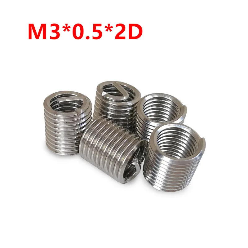 

100pcs M3*0.5*2D Wire Thread Insert, m3x2D Wire screw sleeve, M3 Screw Bushing Helicoil Wire Thread Repair Inserts SUS304