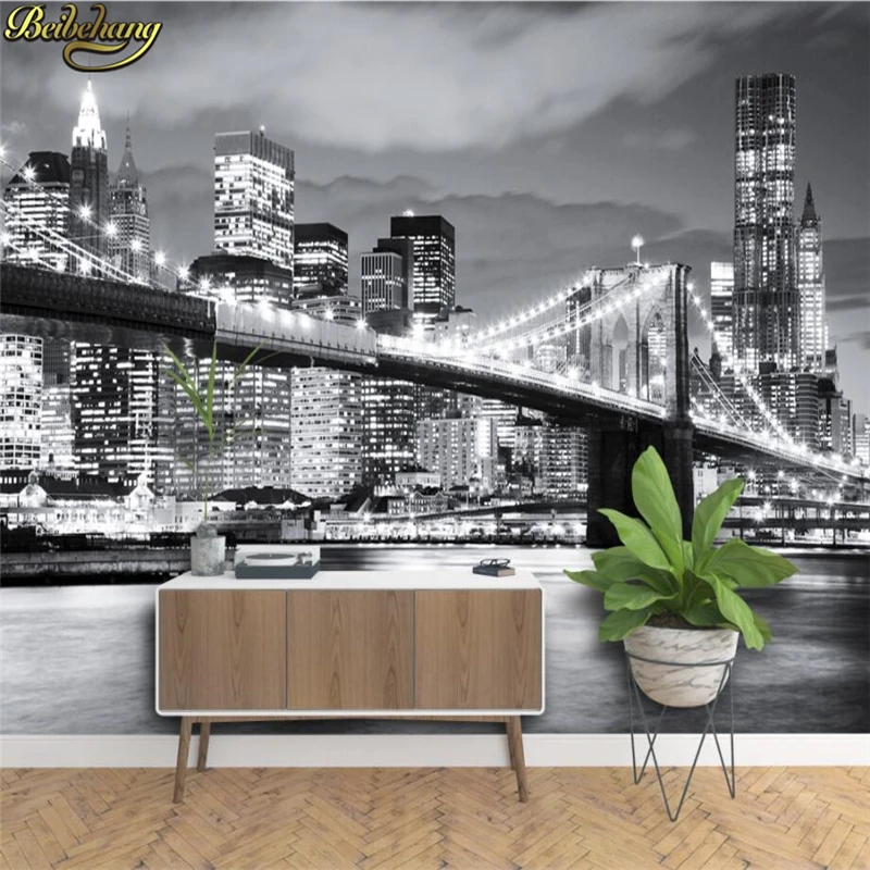 Beibehang-Papier peint photo en vinyle, papier peint 3D, papier peint design New York, BROOKCirCN BRIDGE