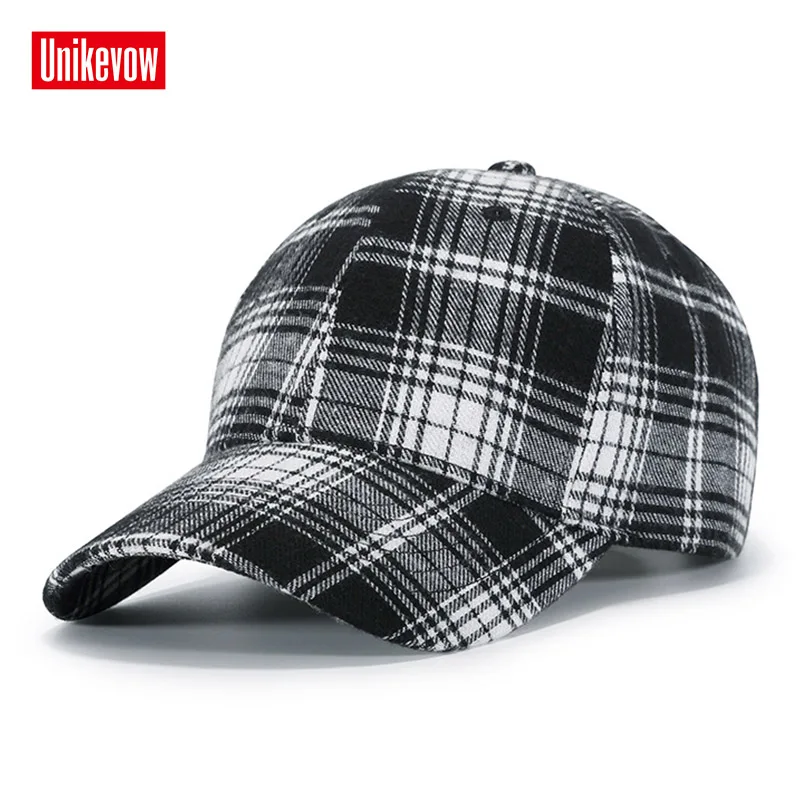 Brand UNIKEVOW Fashion New Arrival Snapback Hat Men Hip Hop Cap Baseball Cap Fashion plaid design Hat for men and women