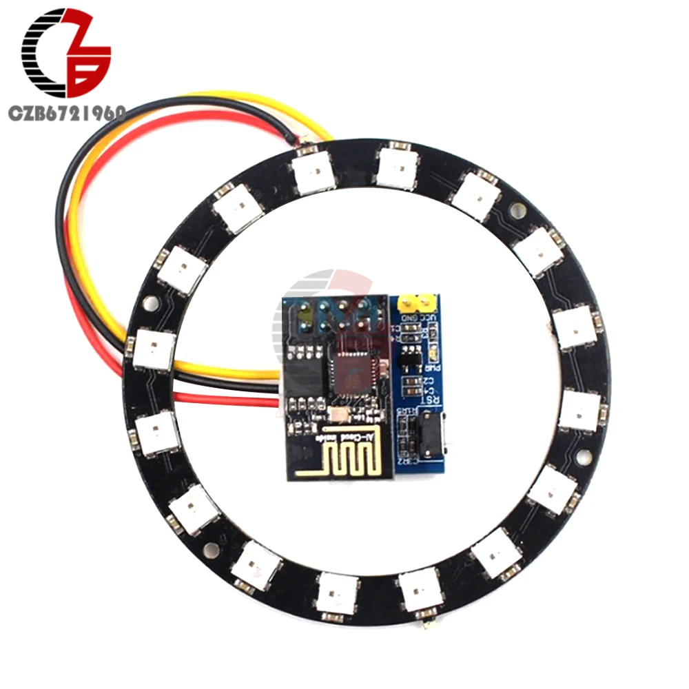 DIY Kit WS2812 RGB Ring Light ESP8266 ESP-01 ESP-01S RGB LED Controller Adapter Module 3.7V-5V DC for Arduino IDE