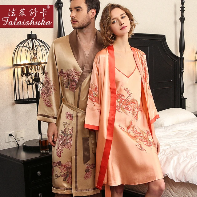 22 Mumi Heavy Real Silk Nightgowns Female Sling Nightdress Couple Sleeping Robes High Quality 100 Silk Bathrobes Male S5614ql Robe Gown Sets AliExpress