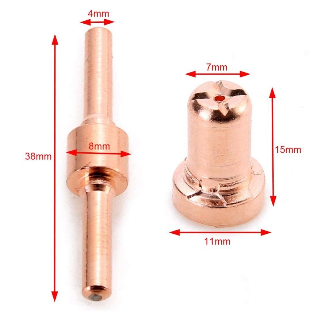 60pcs Red Copper Extended Long Plasma Cutter Tip Electrodes&Nozzles Kit Mayitr Consumable For PT31 LG40 40A Cutting