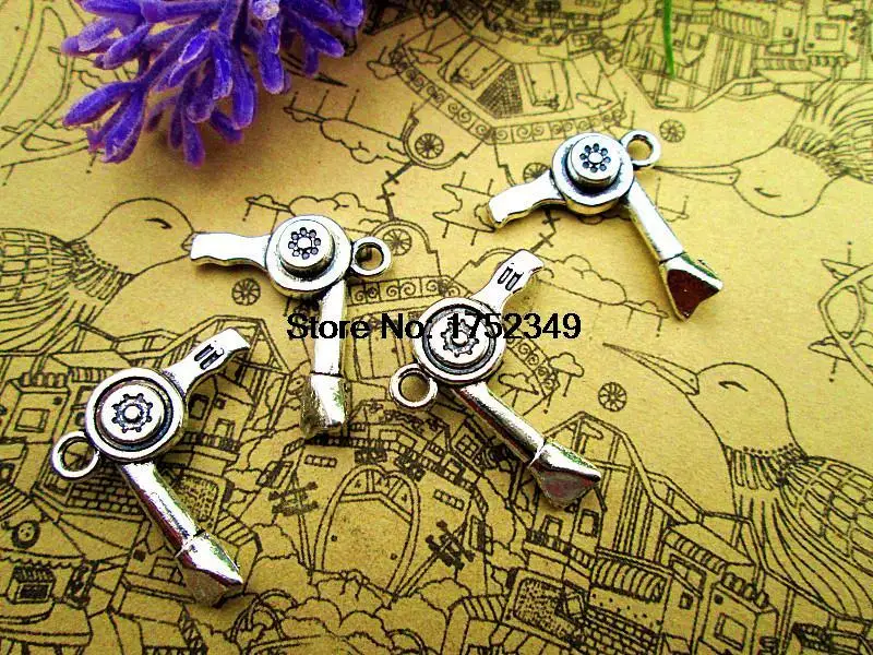 15pcs--Hairdresser Blow DryerCharms Antique Tibetan silver Hairdresser Blow Dryer Charms  pendants ,DIY Supplies 22mm x 17mm