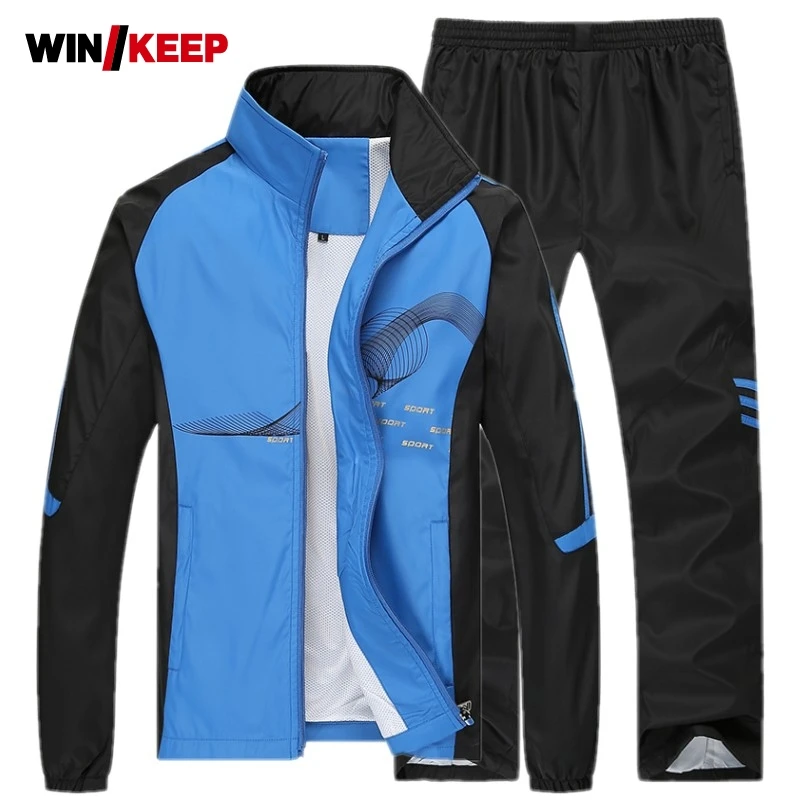 Men Sport Suits Sportswear Set New Style Polyester Fabric Fitness Training Tracksuit Zip Pocket Running Sets Mens Jogging Suit