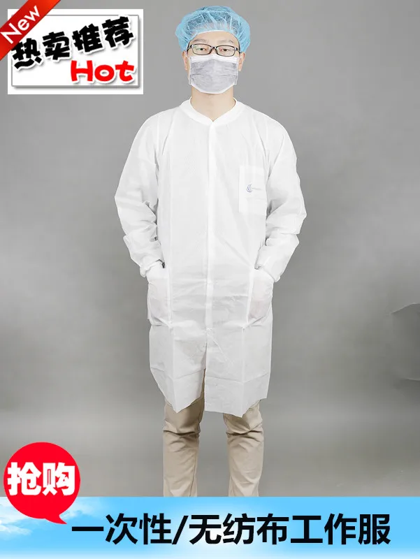 5pcs XL health Disposable coverall senior thickening non-woven SMS white coat insulated protective clothing dustproof gown