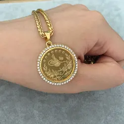 turkey Arab Coin islam Allah muslim pendant  necklace Coin jewelry   accept drop shipping