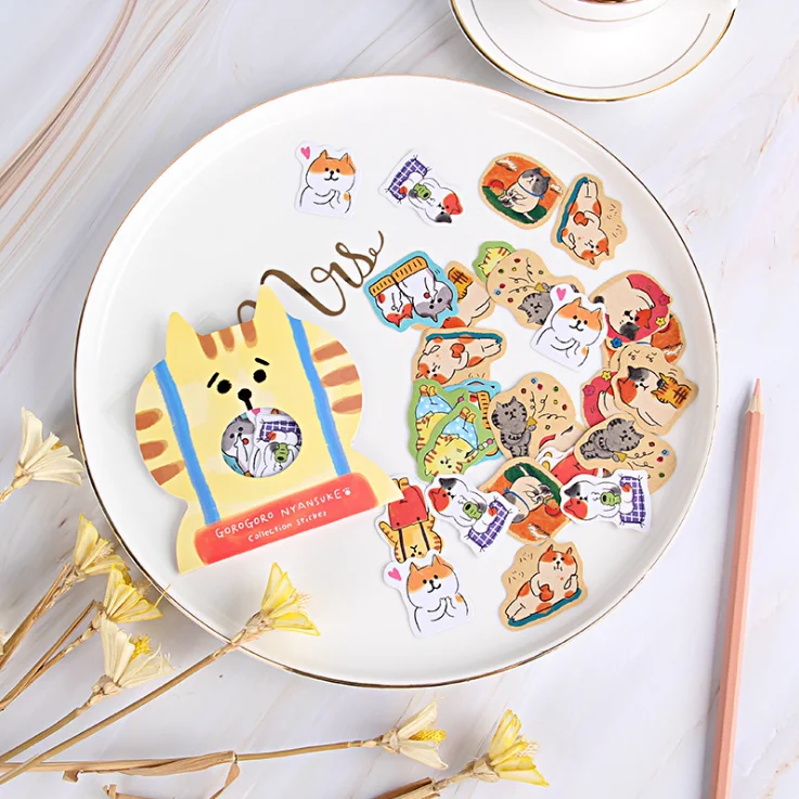 30 Pcs /pack Cute Cat Stickers Decorative Stationery Stickers Scrapbooking DIY Diary Album Stick Label