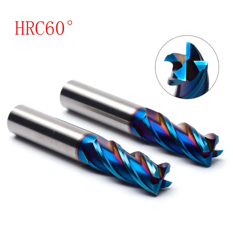 D2*6*D4*50*4T hot sale HRC60 flattened end mills Solid carbide with straight shank nACo-Blue Coated milling cutter