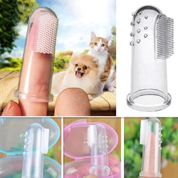 Silicone Pet Finger Toothbrush Super Soft Dog Teeth Clear Rubber Cat Massager Cleaning Tooth Brush Bad Breath Tartar Teeth Care