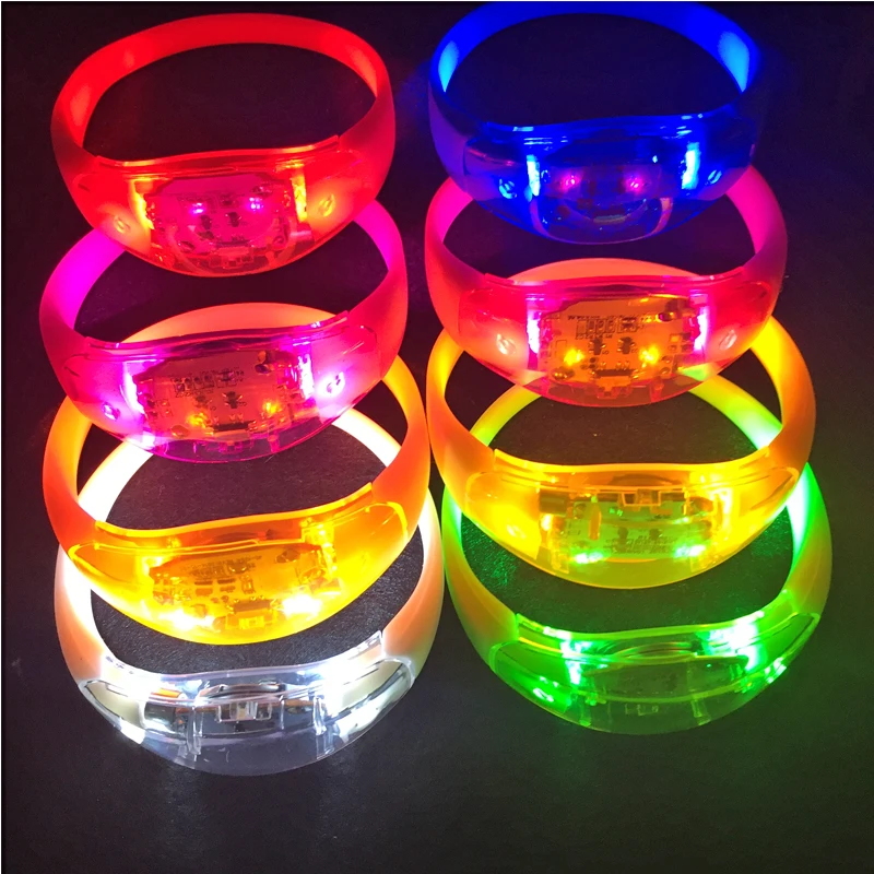 wedding decoration Unisex Sound Controlled LED Light Up Bracelet Activated Glow Flash Bangle For  Festival Party decoration