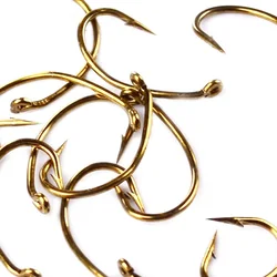 20pcs/lot Fly hooks high carbon fly fishing bare hook 8#12# gold single Strong High-carbon Steel Barbed fishhook