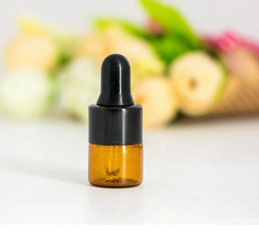 

2000pcs/lot Mini Perfume Sample Glass Vials 1ml Amber Glass Dropper Bottle with Glass Dropper