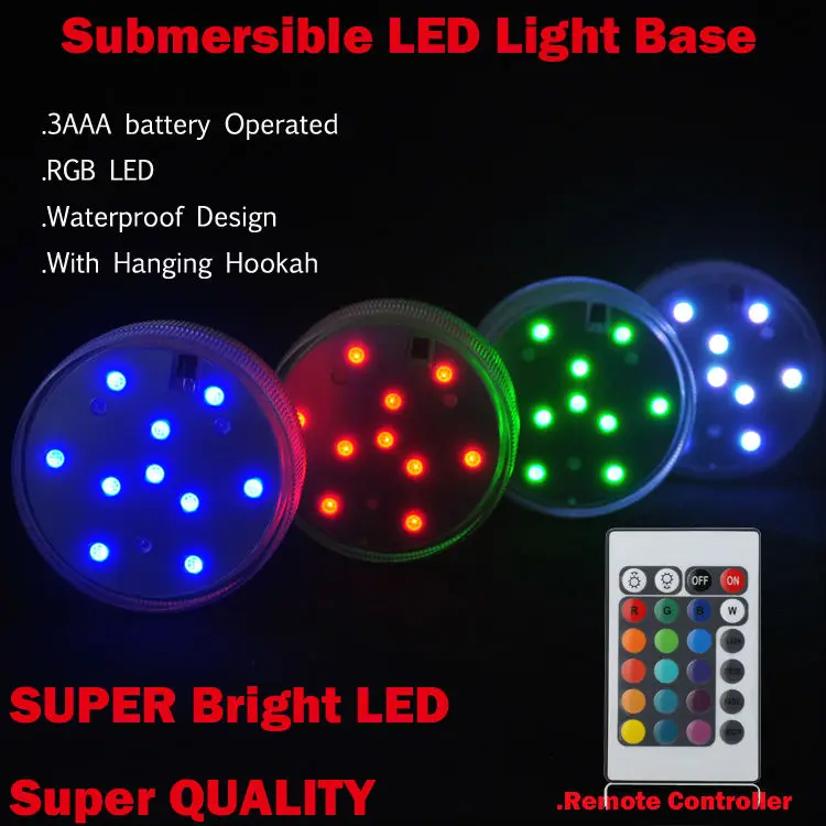 2pcs/lot 2.8Inch RGB Multicolor Battery LED Submersible Light Base For wedding Centerpiece