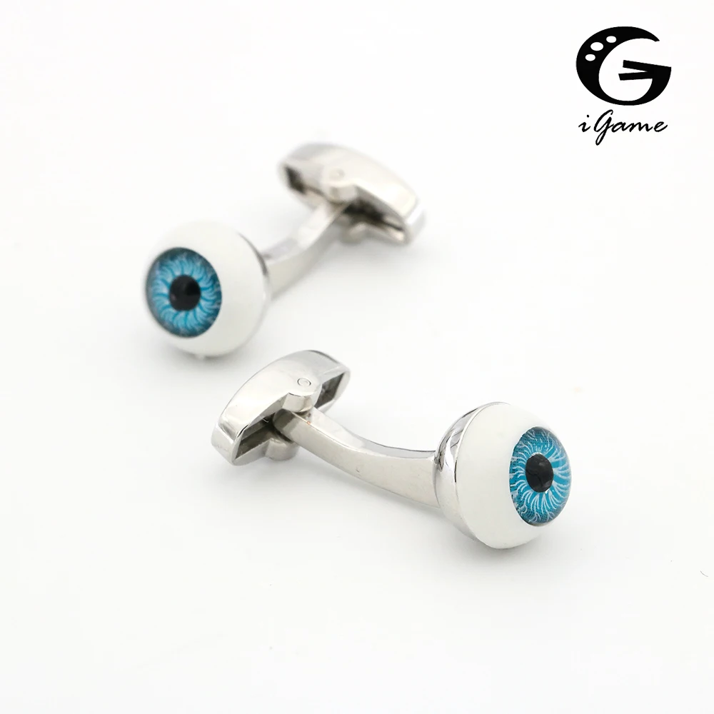 iGame New Arrival Evil Cuff Links Blue Color Eye Design Quality Brass Material Cufflinks Wholesale & Retail