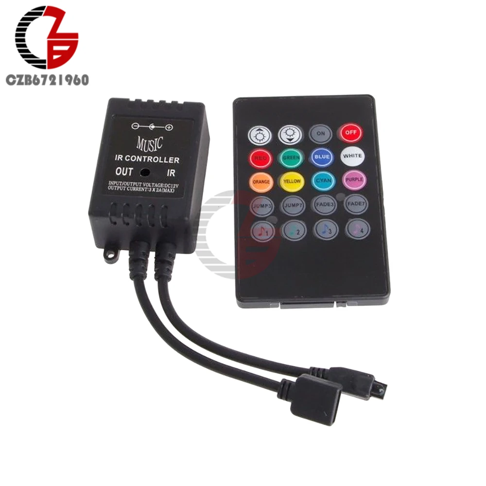 20 KEY Music Remote IR Controller Sound Sensor For 3528 5050 RGB LED Strip Light