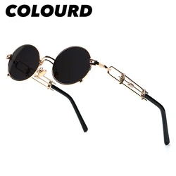 VIVIBEE Steampunk Oval Small Women Sunglasses Punk Gold Metal Frame Cooling Sun Glasses Men Hip Pop Brand Designer Goggles