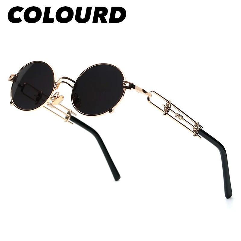 Okulary przeciwsłoneczne VIVIBEE Steampunk Owalne Małe Damskie Punk Złote Metalowe Oprawki Chłodzące Okulary Przeciwsłoneczne Męskie Hip Hop Markowe Designerskie Gogle