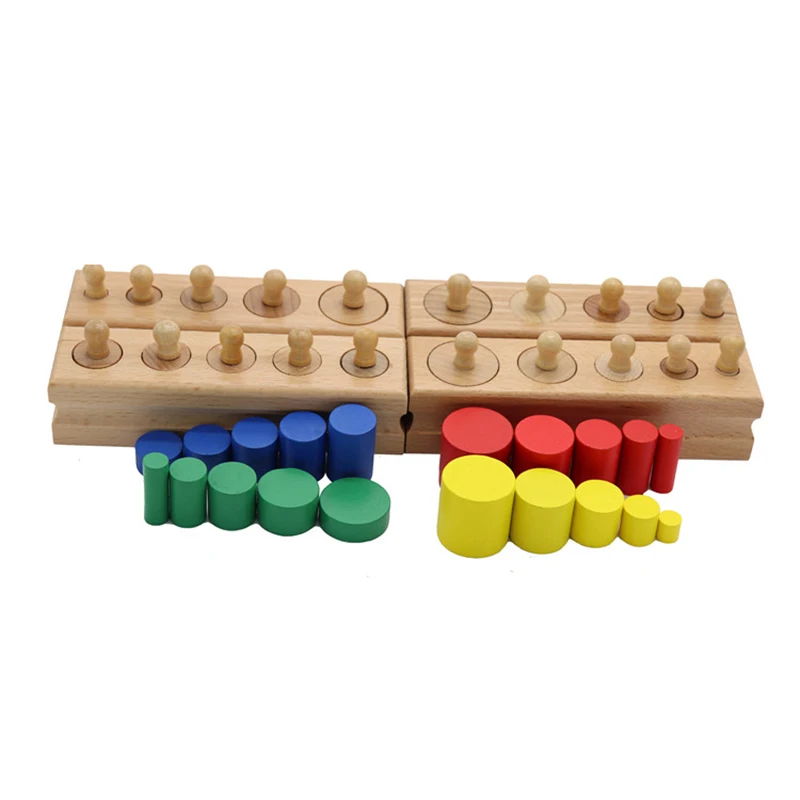 Baby Montessori Educational Wooden Toys Colorful Socket Cylinder Block Set For Children Educational Preschool Early Learning Toy