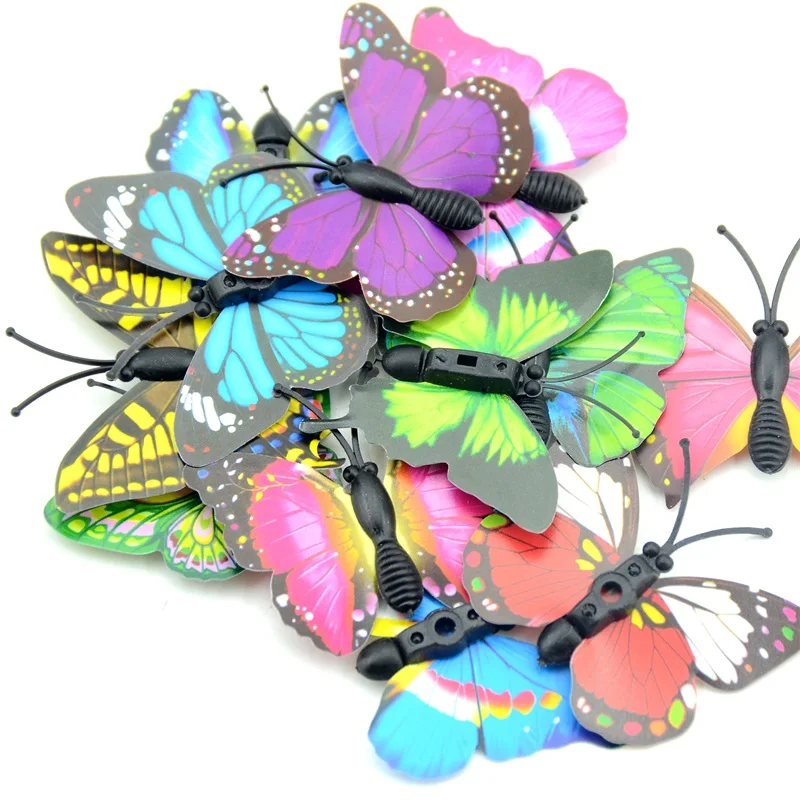 Cheap 12/100Pcs plastic butterfly wall stickers home decoration accessories kitchen accessories children cognitive toys craft