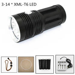 14000 Lumens 3 /4/5/6/7/8/9/10/11/12/13/14 x T6 LED Flashlight Camping Lamp 18650 Aluminum Alloy Torch Light for Outdoor