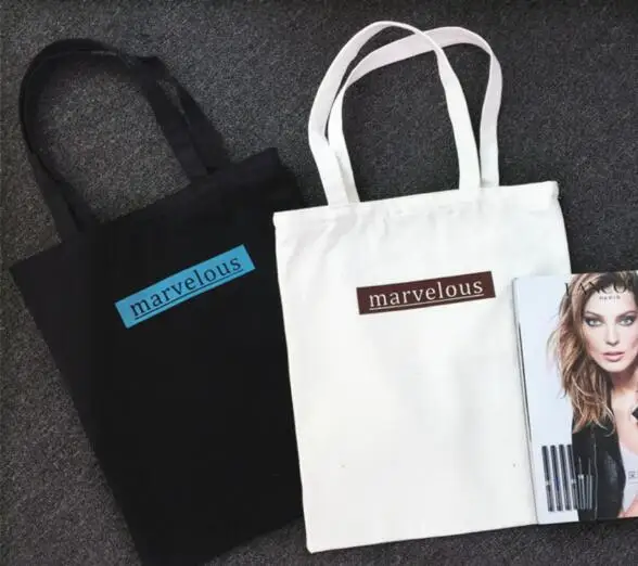 Marvelous Customized Logo Women Tote Bag Cotton Reusable Shopping Bag Fashion Canvas Foldable Shopping Bag Reusable Cloth Bags