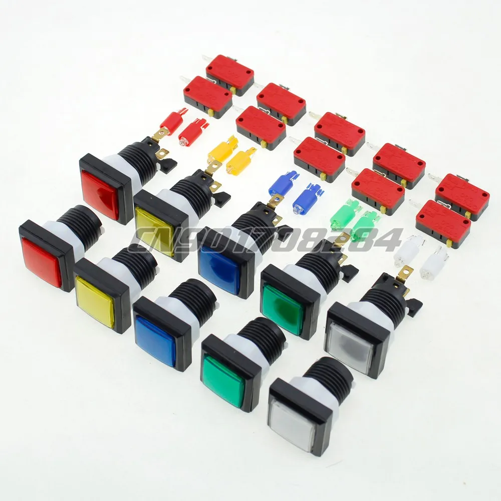 10x33*33mm Forma Quadrata LED Illuminato Illuminato Pulsanti Con Micro Interruttore 12 V Per Arcade macchina Giochi Jamma Mame Parti