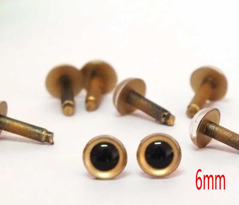 Doll Making Accessories---6mm gold color Plastic Safety Eyes--60pcs