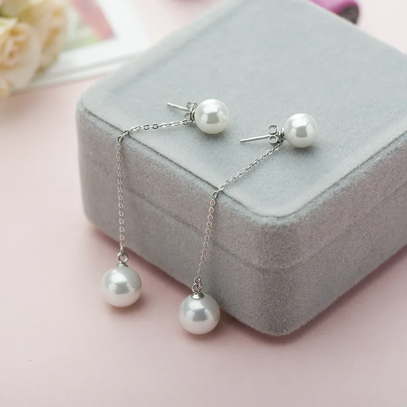 New 925 Silver Earrings Fashion Freshwater Pearl long Earrings Ladies Boutique Silver Jewelery