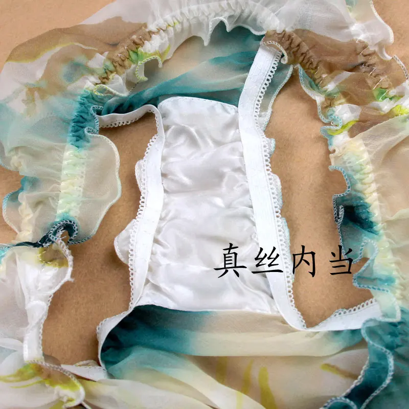 5pcs/lot Underwear sexy difficult to escape Ms. Silk underwear falbala low-rise real silk georgette briefs