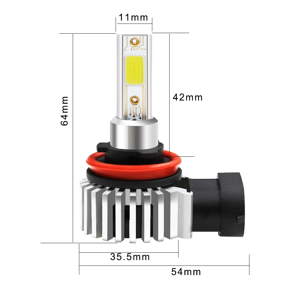 2PCS Plug and Play 9012 LED Bulbs Car Headlight Kit 60W 13200LM Big COB CHIPS H8 H11 9006 HB4 9005 HB3 12V led Auto Fog Lamps