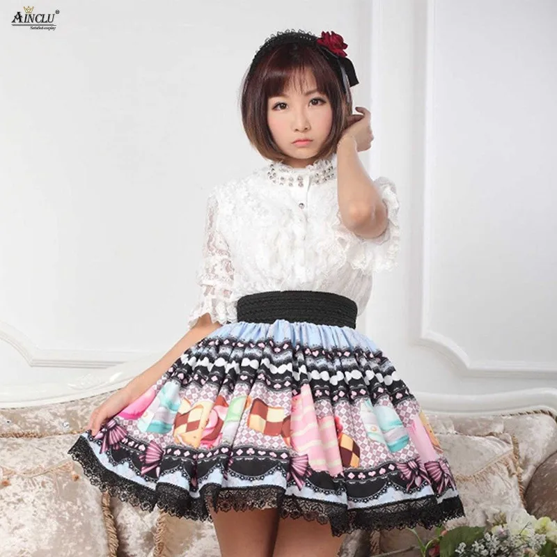 Lolita Original Lace Skirts Dessert Cookie Lady Pleated Sweet Princess Printed Polyester Lolita Skirts Party Cosplay XS-XXL