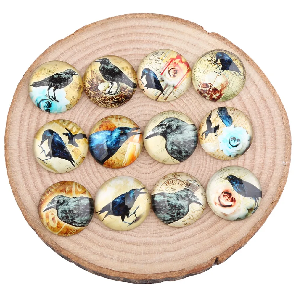 

onwear mix crow photo round flatback glass cabochon 30mm 25mm 20mm 18mm 14mm 12mm diy jewelry accessories for pendants earrings