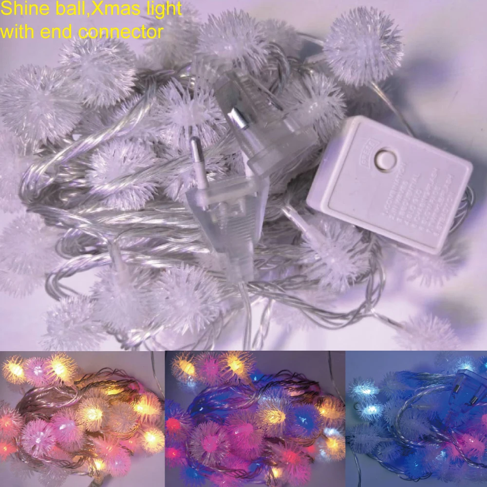 Holiday Outdoor 60LED shine Ball Lights 10M 220V 110V Christmas Xmas Wedding Party Decorations Garland Light with end conector