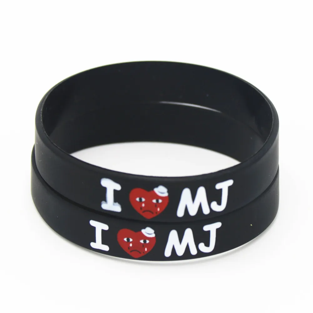 1PC New Black I Love MJ Michael Jackson Silicone Wristband Printed Black Bracelets&Bangles for Music lovers Gifts Jewelry SH154