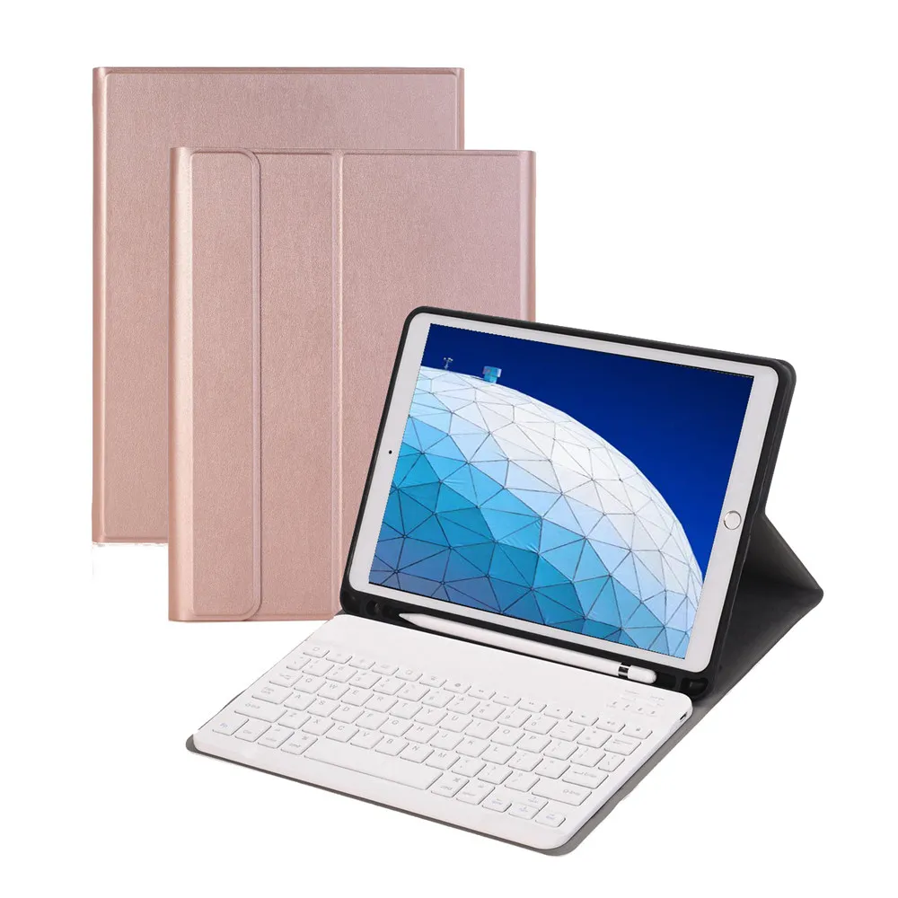 

For iPad Air 3 10.5 Removable Bluetooth Russian/Spanish/Hebrew Keyboard+Slim Stand PU Leather Case Cover Build-in Pencil Holder